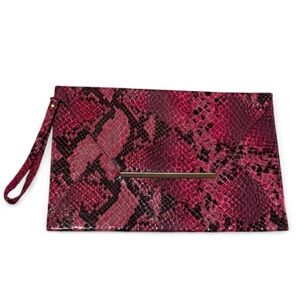 Envelope Pink Snake Print Clutch